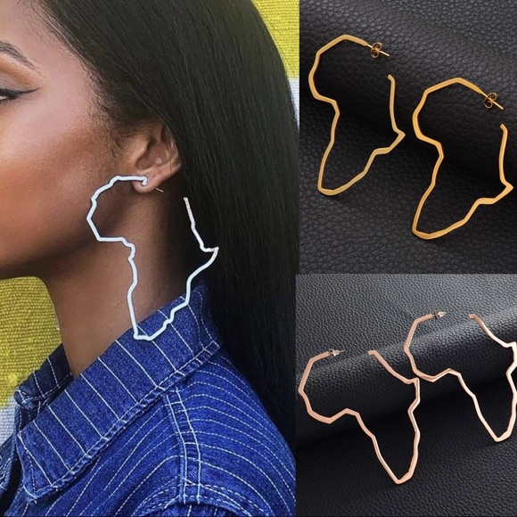 Amilz V Jewelry - 11cm Africa Shaped hoop earrings